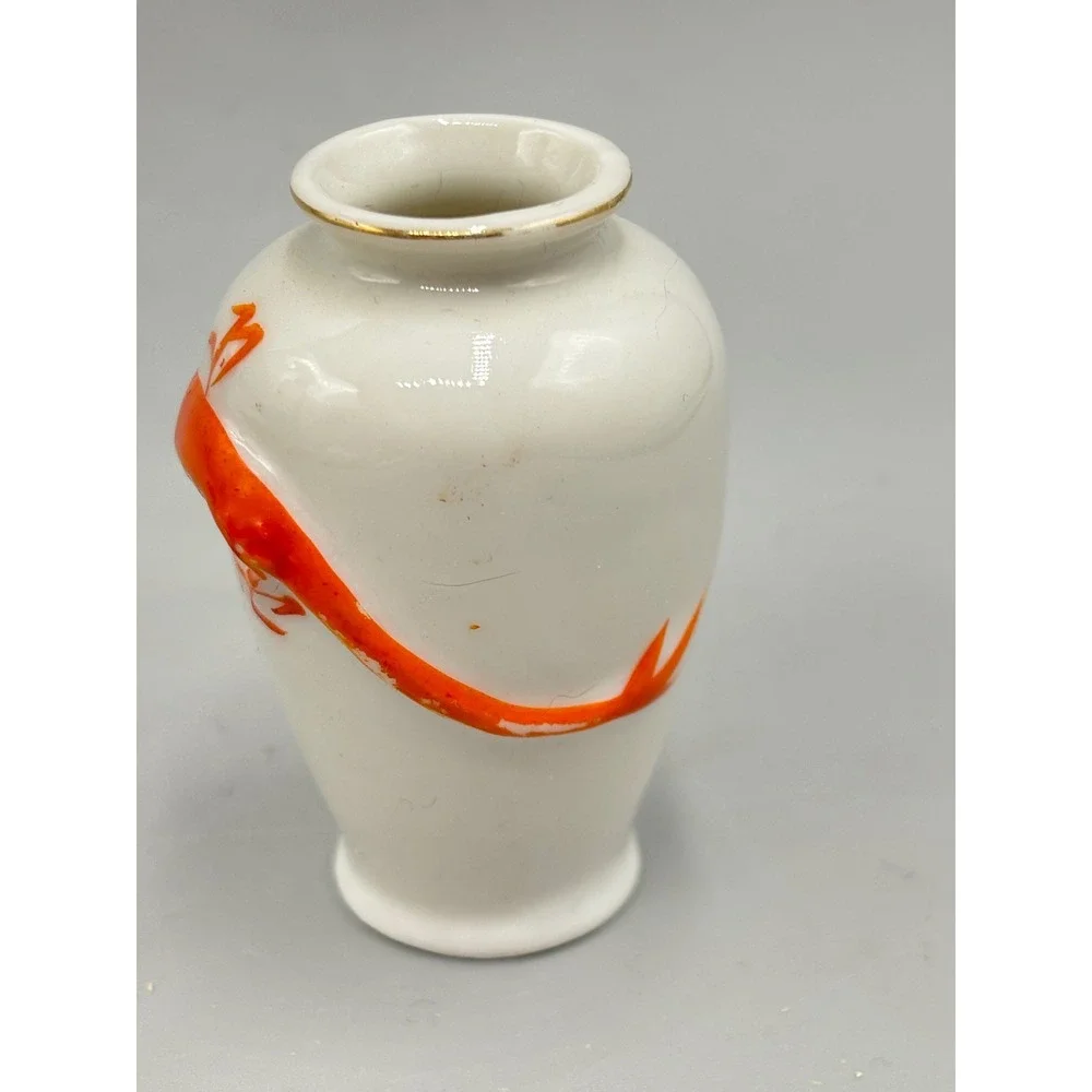 Vintage K.L. Japan Miniature Porcelain Dragon Bud Vase Urn Relief 2.5